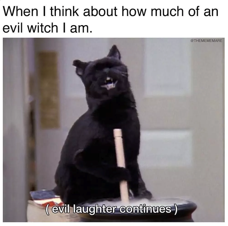 When I think about how much of an evil witch I am. (evil laughter continues) @THEMEMEMARE