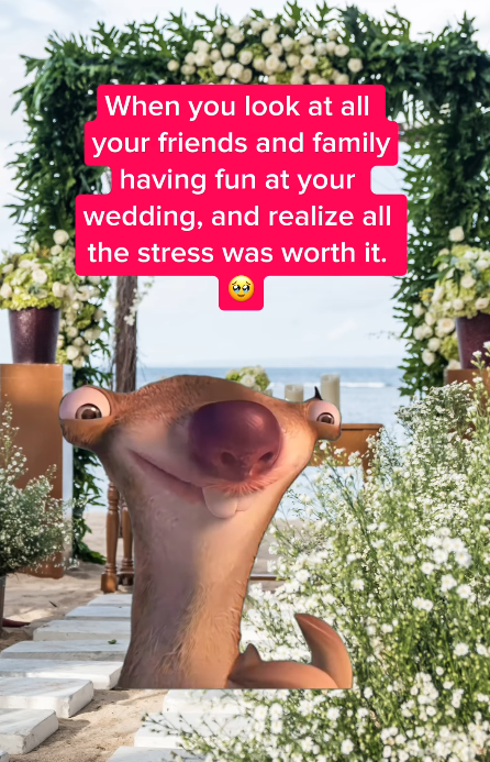 When you look at all your friends and family having fun at your wedding, and realize all the stress was worth it.