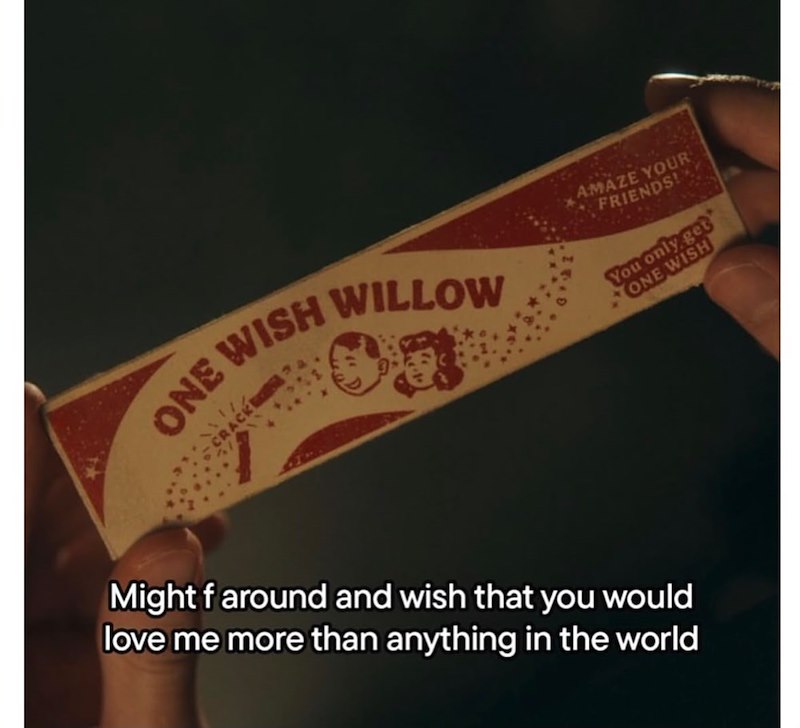 ONE WISH WILLOW Might f around and wish that you would love me more than anything in the world AMAZE YOUR FRIENDS! You only get ONE WISH