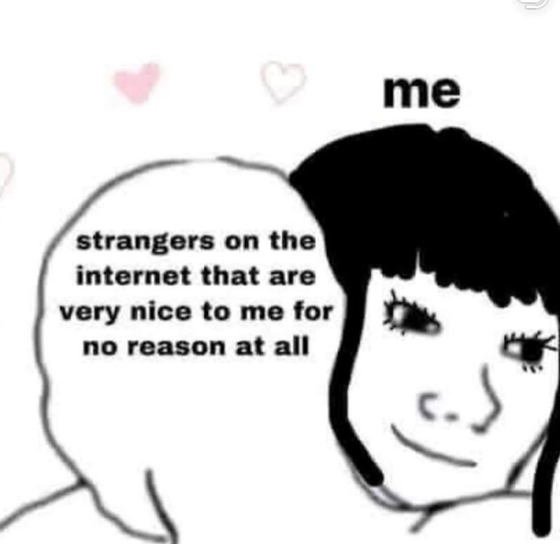 strangers on the internet that are very nice to me for no reason at all me
