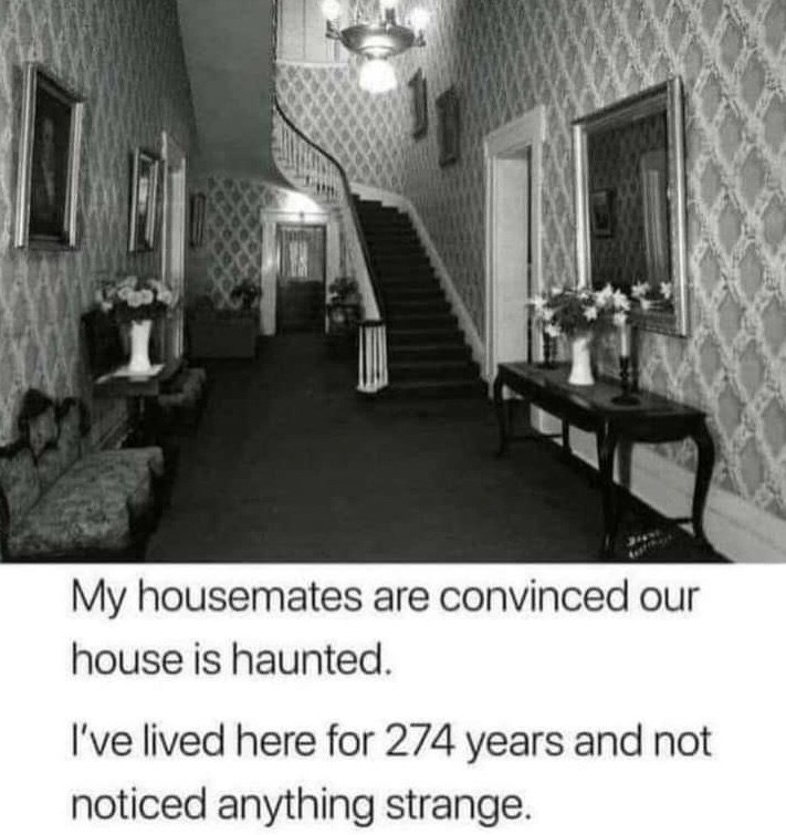 My housemates are convinced our house is haunted. I've lived here for 274 years and not noticed anything strange.
