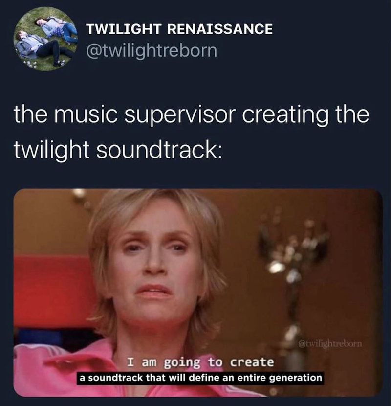 TWILIGHT RENAISSANCE @twilightreborn the music supervisor creating the twilight soundtrack: @twilightreborn I am going to create a soundtrack that will define an entire generation