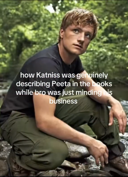 how Katniss was genuinely describing Peeta in the books while bro was just minding his business