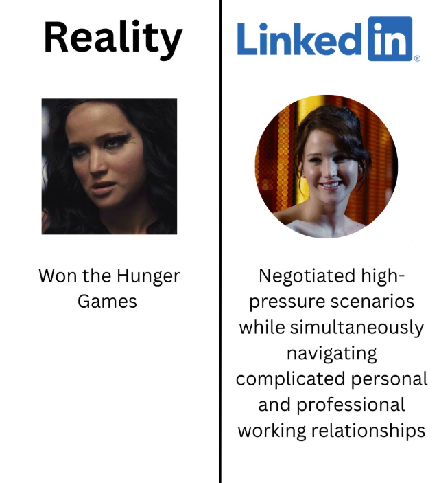 Reality Linked in Won the Hunger Games Negotiated high- pressure scenarios while simultaneously navigating complicated personal and professional working relationships