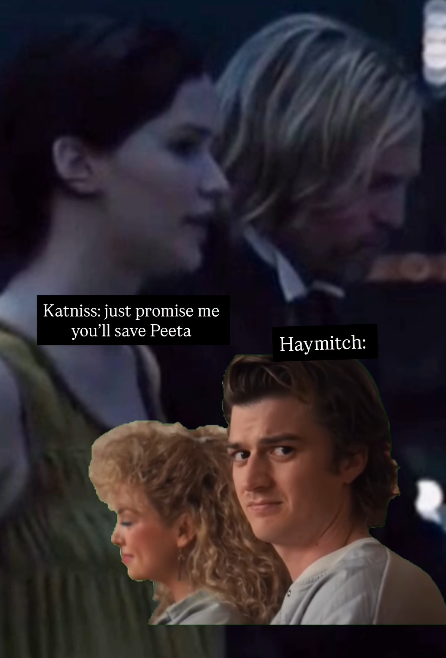 Katniss: just promise me you'll save Peeta Haymitch: