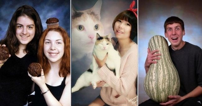 awkward yearbook photos which are super cringy | thumbnail three images of yearbook photos