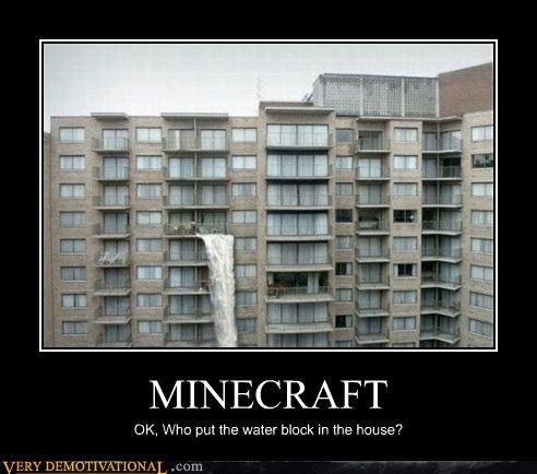 hilarious,minecraft,water block house,wtf