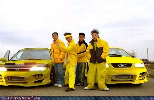 asian cars hedgehog spiked hair yellow