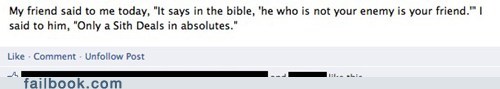 star wars,the bible,only a sith deals in absolutes,dagobah,sith,failbook,g rated
