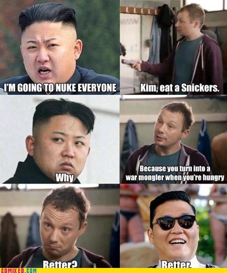 kim jong-un,solutions,psy,snickers