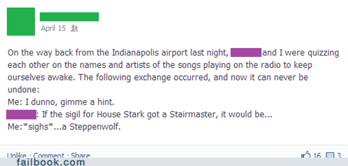 Game of Thrones steppenwolf funny house stark puns