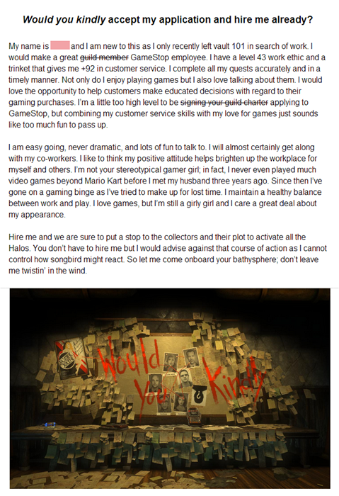 gamestop,work,cover letters