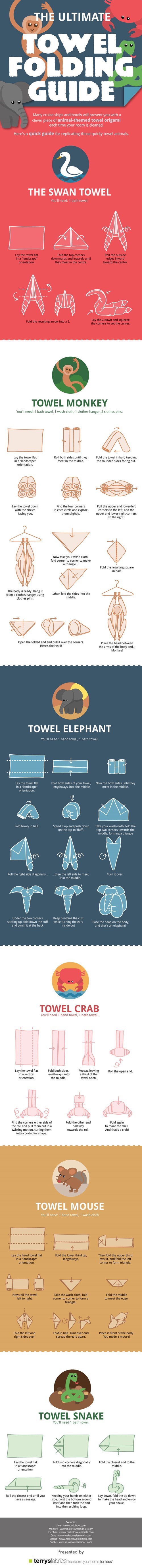 towel folding towel origami skill animals