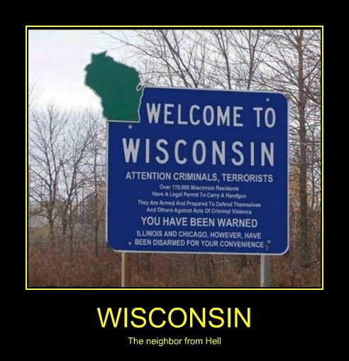 chicago,guns,funny,wisconsin,sign