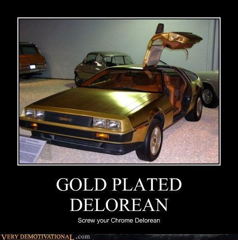 awesome,car,gold,DeLorean,funny