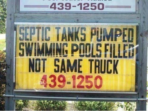 swimming pools trucks septic tanks monday thru friday g rated