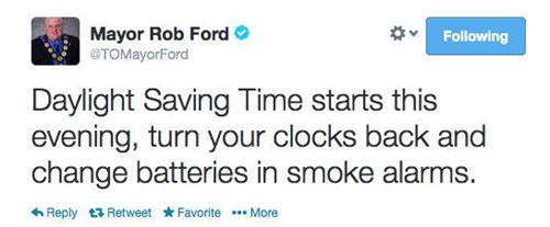 twitter,daylight savings,rob ford,tweet