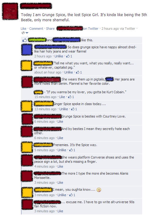 Music,grunge,spice girls,puns,failbook,g rated