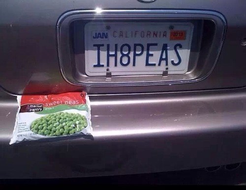 license plates peas