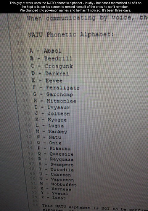 Pokémon,phonetic alphabet