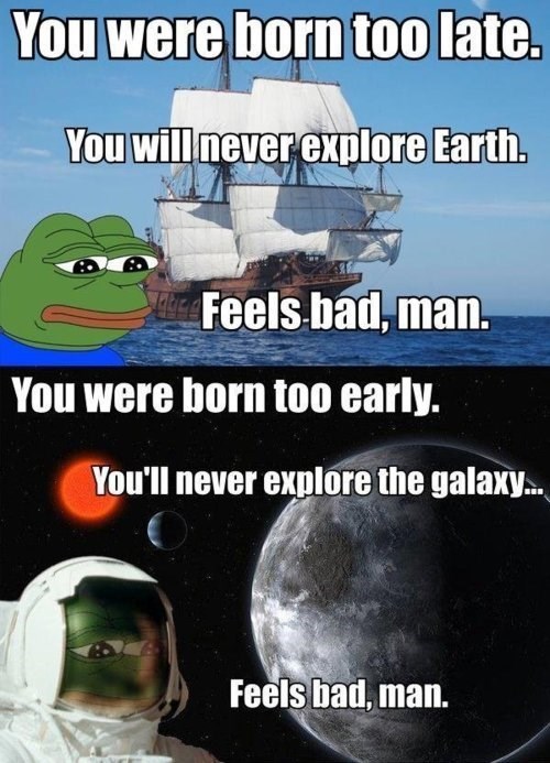 exploration,space,sad frog