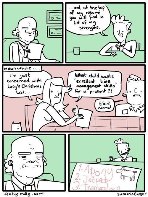 monday thru friday kids comics parenting job interview