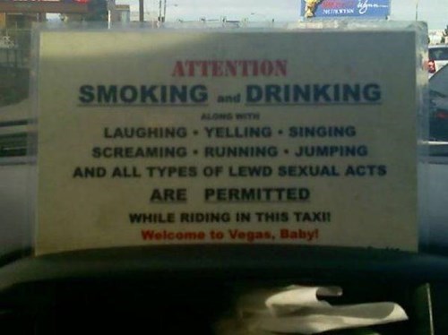 las vegas monday thru friday sign taxi