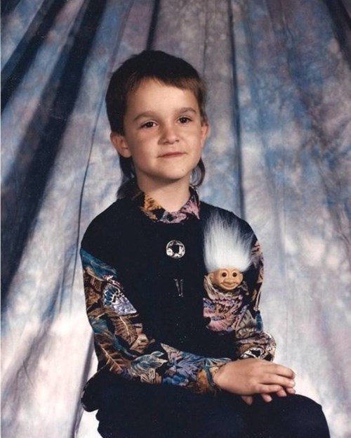 90s,poorly dressed,school pictures,Troll Doll