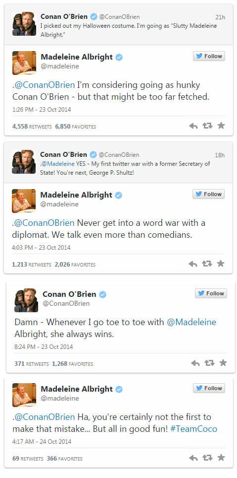 twitter,Madeleine Albright,conan obrien,burn,halloween,failbook