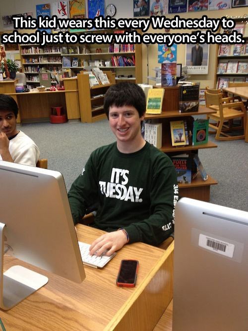 days of the week,poorly dressed,tuesday,t shirts,wednesday,g rated