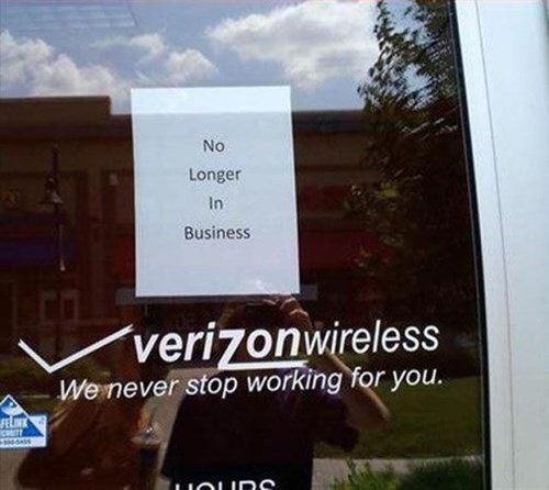 monday thru friday,sign,verizon
