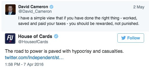 twitter panama politics The Twitter for 'House of Cards' Just Trolled British Prime Minister David Cameron