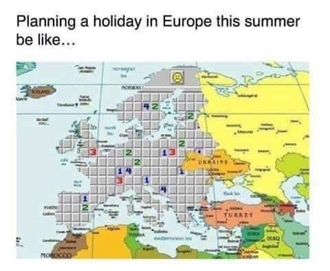 A photo of europe and the old school game of trying not to blow everything up