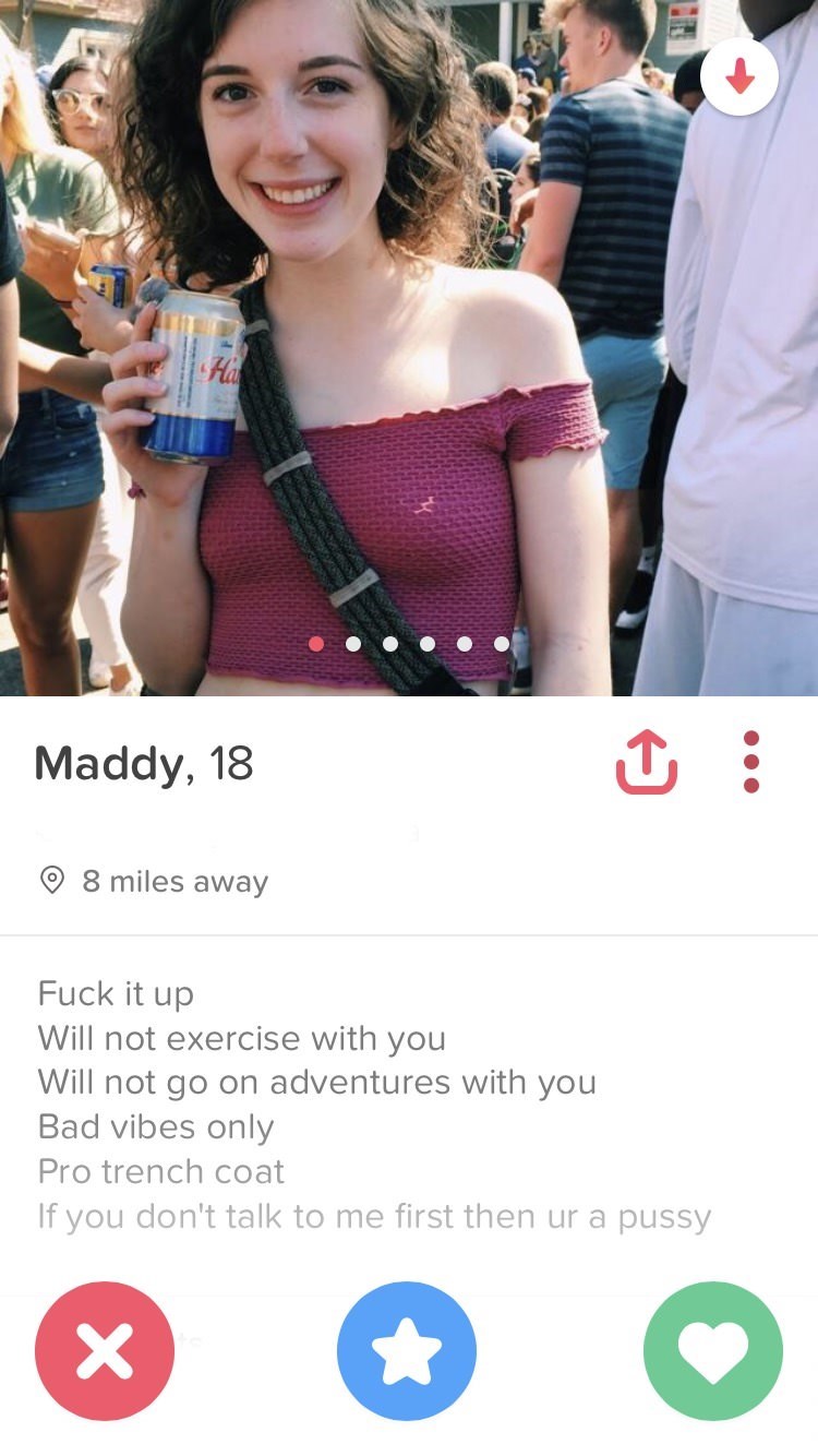 Product - Ha Maddy, 18 8 miles away Fuck it up Will not exercise with you Will not go on adventures with you Bad vibes only Pro trench coat If you don't talk to me first then ur a pussy X