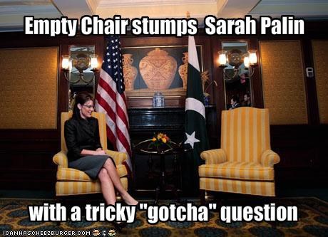 Empty Chair stumps  Sarah Palin