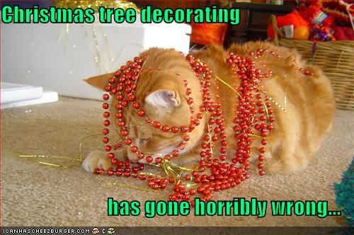 Christmas tree decorating  has gone horribly wrong...