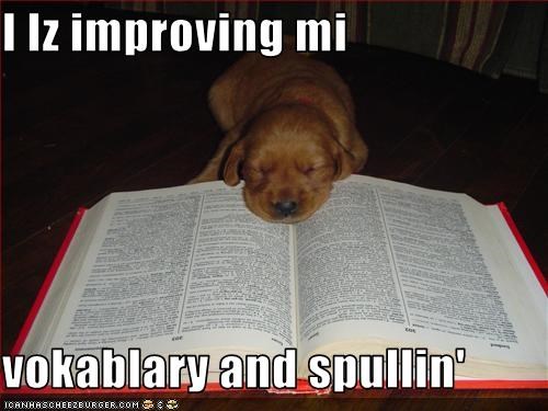 I Iz improving mi   vokablary and spullin'