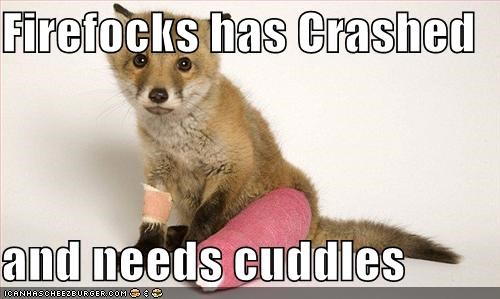 Firefocks has Crashed  and needs cuddles