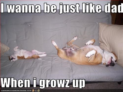 I wanna be just like daddy  When i growz up