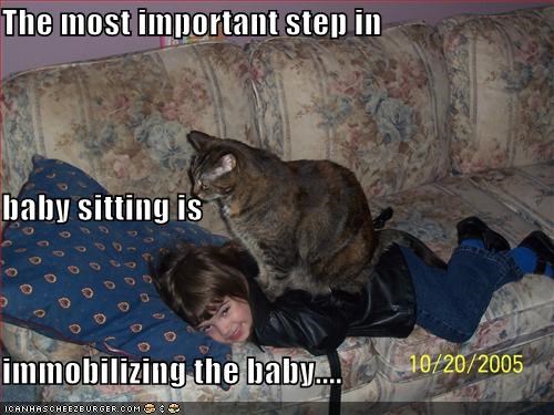 The most important step in  baby sitting is  immobilizing the baby....