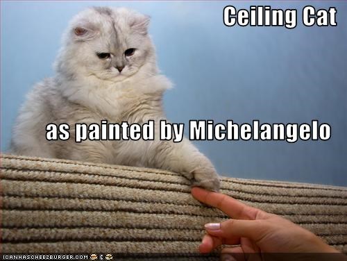 Ceiling Cat as painted by Michelangelo