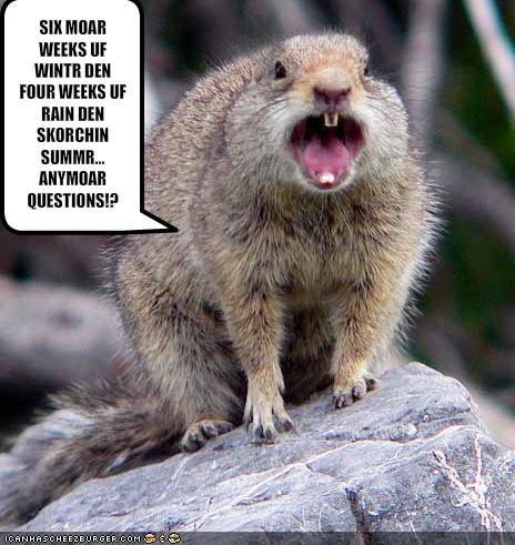 SIX MOAR WEEKS UF WINTR DEN FOUR WEEKS UF RAIN DEN SKORCHIN SUMMR... ANYMOAR QUESTIONS!?