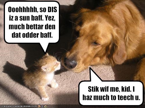 Ooohhhhh, so DIS iz a sun baff. Yez, much bettar den dat odder baff.