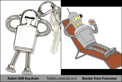 Robot USB Keychain Totally Looks Like Bender from Futurama