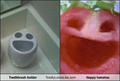 Toothbrush holder Totally Looks Like Happy tomatoe