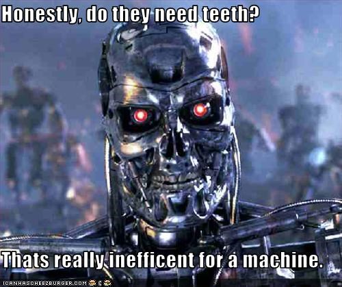 Honestly, do they need teeth?  Thats really inefficent for a machine.