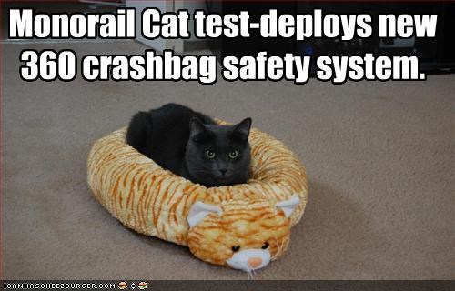 Monorail Cat test-deploys new
360 crashbag safety system.