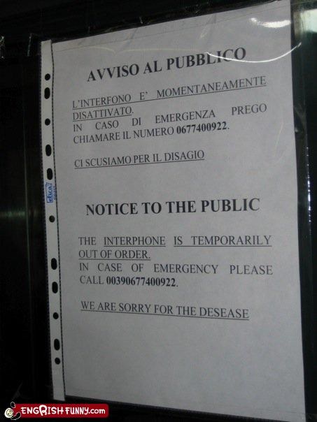 WE ARE SORRY FOR THE DESEASE