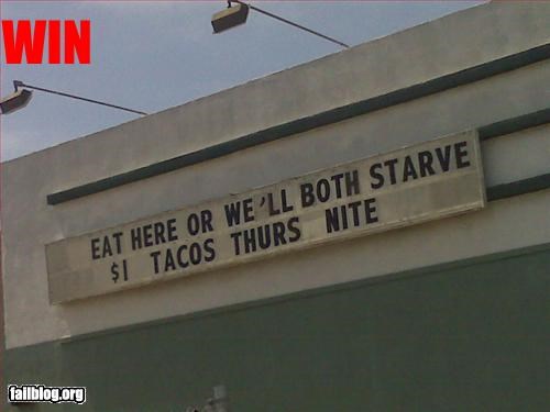 Eat Here, or We'll Both Starve