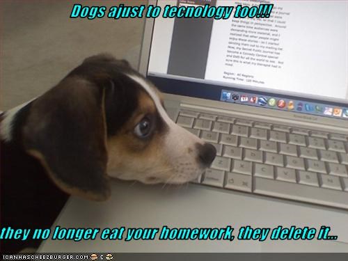 Dogs ajust to tecnology too!!!  they no longer eat your homework, they delete it...